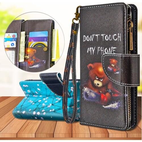 For Nokia 1.3 5.3 Fashion Painted Pattern Leather Case Lanyard Zipper Bag Wallet Card Holder Stand Flip Mobile Phone Cover