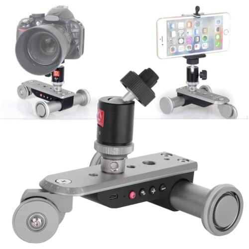 Electric Track Slider Motor Dolly Truck Max Load 8KG Mini Aluminium Alloy Motorized 3-Wheel Car Slider for Camera Camcorder DSLR