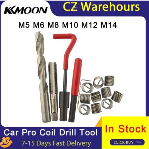 Car Pro Coil Drill Tool Metric Thread Repair Insert Kit M6 for Helicoil Car Repair Tools Coarse Crowbar M5 M6 M8 M10 M12 M14