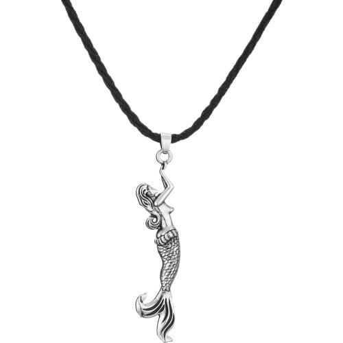 Kinitial Fashion Mermaid Pendant Necklace For Women New Bijoux Maxi Statement Siren SeamanNecklaces Collier Charm Choker Jewelry