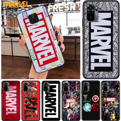 Marvel logo cool for Xiaomi Redmi Note 10 10S 9 9T 9S 9Pro Max 8T 8Pro 8 7 6 5 Pro 5A 4X 4 Soft Black Phone Case