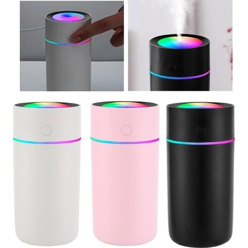 Mini Ultrasonic Air Humidifier Car Home Aroma Essential Oil Diffuser Air Purifier Colorful Light 320ML Desktop Mist Maker