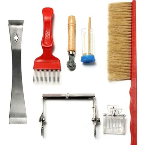 Beekeeping Tool Supplies 7 Pcs Equipment Kits Bee Feeder Brush Queen Catcher Hive Capture Mark Clean Kit
