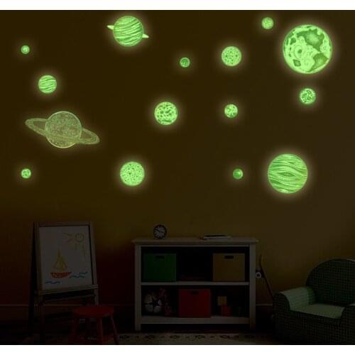 New Luminous Planets PVC Stickers DIY 3D Wall Stickers for Kids Rooms Bedroom Wall Home Decor Living Room Glow In Dark Decals