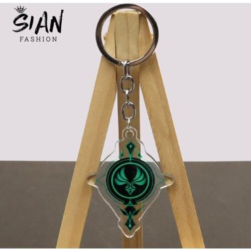 New Anime Genshin Impact Acrylic Keychain God Eye Water Wind Thunder Fire Rock Ice Element Two-Sided Keyring Unisex Jewelry Gift