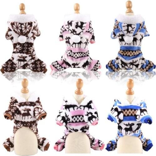 NEW Dog Cat Pet Supplies Clothes Winter Four Feet Coral Fleece Warm Clothes Teddy For Christmas Party Soft XS-XXL Free Shipping