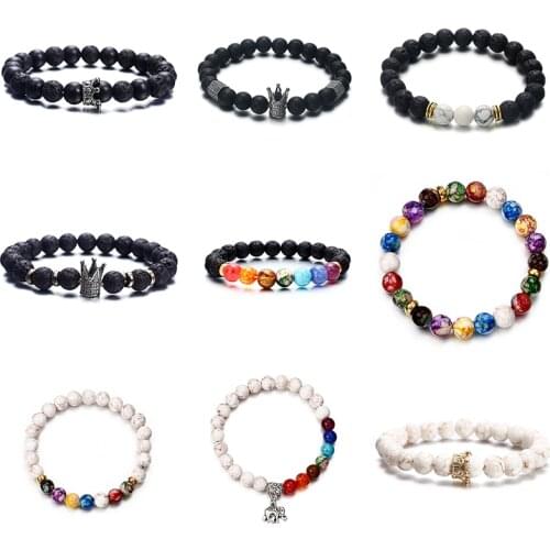 New Fashion And Versatile Zircon Inlaid Crown Bracelet 2021 Natural Stone Matte Energy Acrylic Bracelet Jewelry