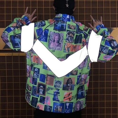 Hip-hop 2018 autumn lovers trench coat Chao mens reflective splicing