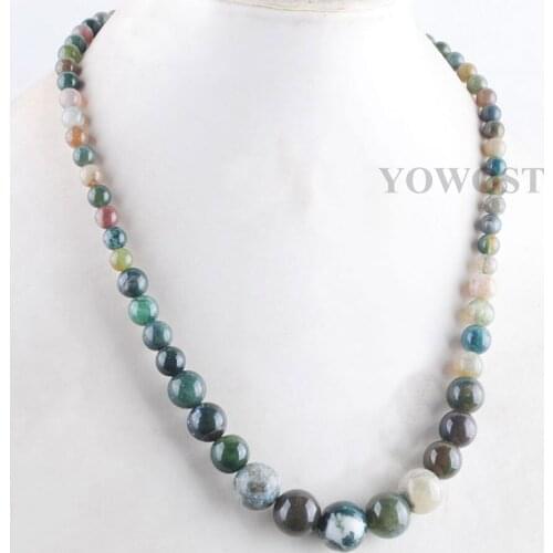 Indian Agates Necklace Strand Graduated 6-14mm Round Beads Stone Jewelry beaded chokers necklaces for women 44cm QF3021