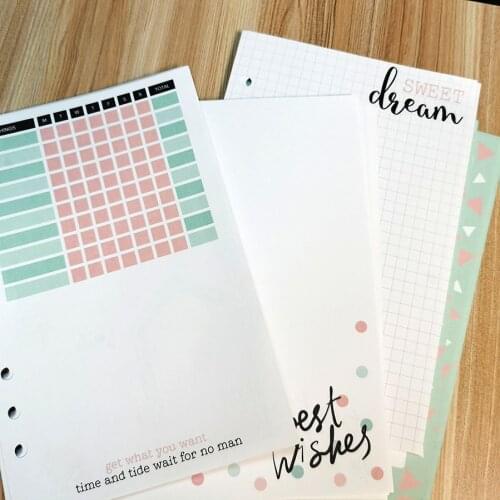 High Quality Planner Inserts A5 Spiral Notebooks and Journals Filler Paper Diary Refill Color Grid Blank Paper Binder Notebook
