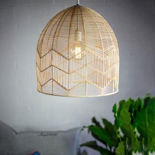 Retro Country Style Pendant Lights Rattan Lamp Light Fixtures Loft Restaurant Dinning Room Lights Vintage Suspension Luminaire