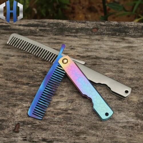 Titanium Comb Head Comb Beard Comb Portable Outdoor Razor Comb Cool Outdoor Self-defense Tools