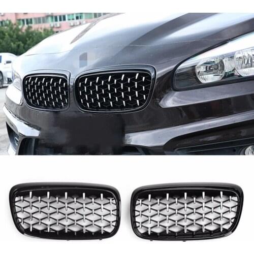 F45 Front Bumper Grille Racing Grill for BMW 2 Series Active Tourer F45 214d 216i 218d 220i 225i Diamond Style Kidney Grille