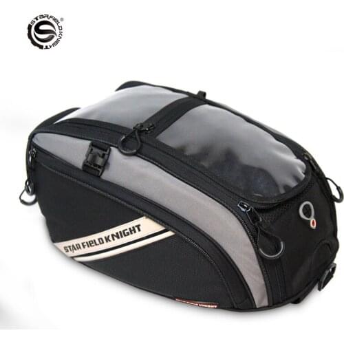 SFK Black Good Quality Transparent Motorcycle Riding Helmet Backpack/ Motorbike Racing Rear Back Seat Storage Tank Bag Motocross