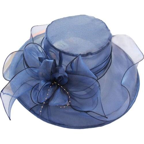 Caps Floral Organza Wide Brim Church Kentucky Derby Fascinator Lady Tea Party Sun Hat