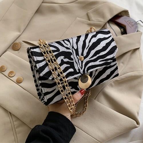 Fashion Women Shoulder Bag PU Leather Crossbody Bags For Women 2020 Youth Ladies Small Square Bag Chains Leopard Zebra Handbags