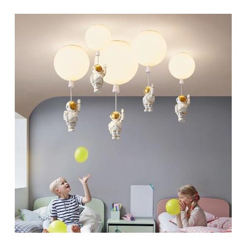 Nordic Glass Ball Led Pendant Light for Children Nursery Room Creative Astronaut Balloon Ceiling Lamp Home Decoration Fixtures