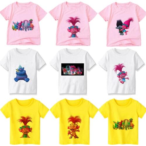 The Trolls Poppy Magic Cartoon Pattern Novelty Children T Shirt Kids Kawaii Clothes Baby Boys/Girls Summer Short Sleeve T-shirt