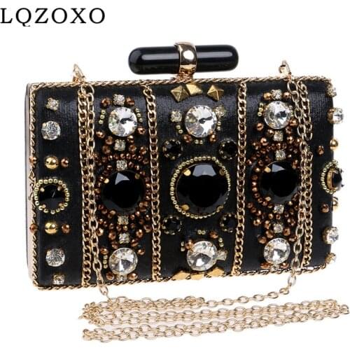 Vintage Women Clutch Beading Party Wedding Handbags Shoulder Chain Female New Party Evening Bags Purse