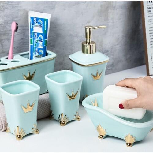 Bathroom Exquisite Ceramic Storage Bottle Storage Holder Desktop Toothbrush Toothpaste Organize