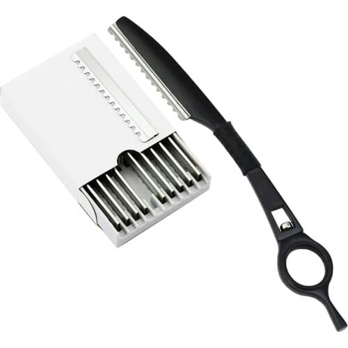 Univinlions rotary thinning razor blade straight salon hairdresser razor hair cutter swivel barber hair cutting knife thinner