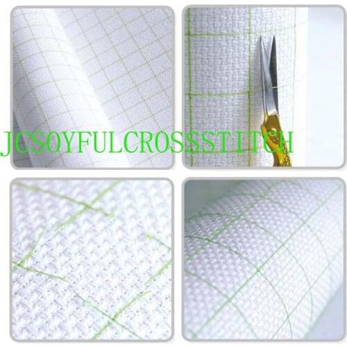 Top Quality 14CT 14ST Cotton Pre-grid Grided Cross Stitch Canvas Fabric, Color Lined Grid Embroidery Canvas