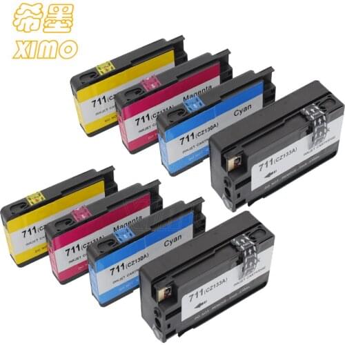 XIMO 8 Pack of Replacement Ink for HP711 (2black+2cyan +2 magenta + 2 yellow ) for HP DesignJet T120 T520