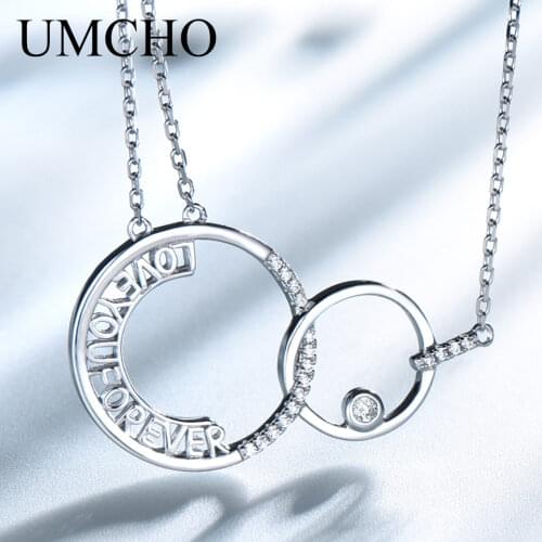 UMCHO 925 Sterling Silver Connected Letter Pendant Neklaces for Women Fine Jewely Gift Casual Sporty Party