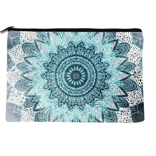 Women Blue bohemian Printed Make up bag Fashion Women Cosmetics Organizer Bag for Travel Colorful Storage Bag for Lady Bag