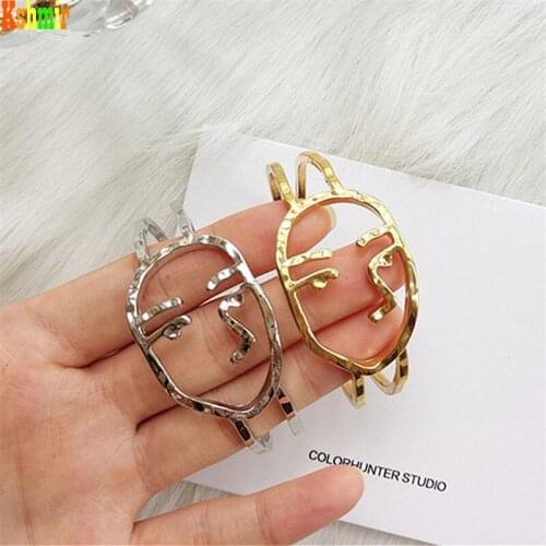 Kshmir Geometric fashion hollow out strange face bracelet temperament female bracelet runway show refined bracelet 2021