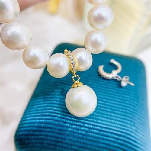 1PCS S925 Sterling Silver Pearl Tray Charm Connector Bail Pendant Clasp DIY Necklace Jewelry Making Accessories