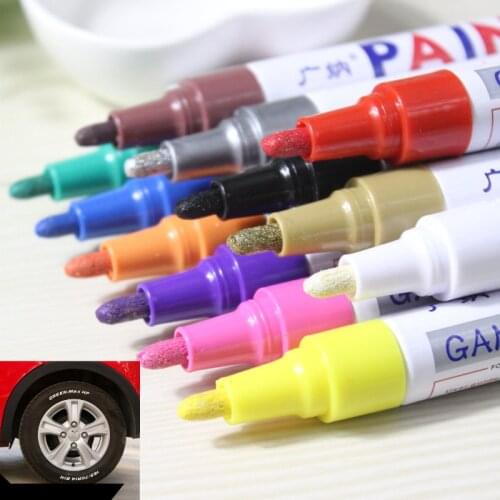 12 Colors Waterproof Oil Based Colored Car Tyre Tire Tread CD Metal Permanent Paint Markers Graffiti Oily Marker Pen Stationery