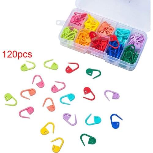 120 Pcs/Set Amazing Knitting Crochet Locking Stitch Needle Clip Markers Holder Tool Plastic can CSV