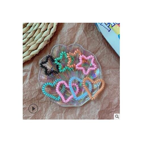 300pcs/lot DIY Multi Loving Heart Pentagram Telephone Line Hair Bands Elasticity Bracelets Hair Styling Tools Accessory HA961