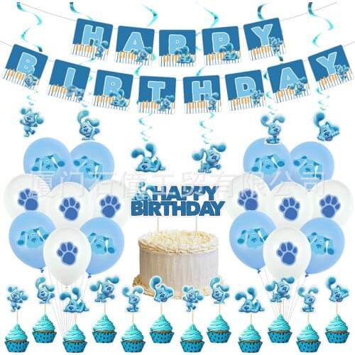 36pcs/set Blue’s Clues Balloons Blue Dog Cartoon Birthday Banner Cake Toppers Baby Shower Kids Birthday Party Decoration Supply