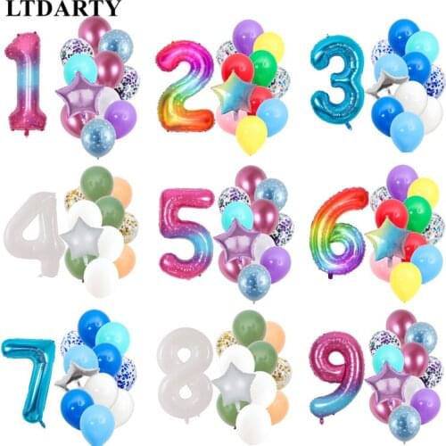 40inch colorful starry aluminum number balloon white avocado green latex balloon wedding decoration birthday party baby shower
