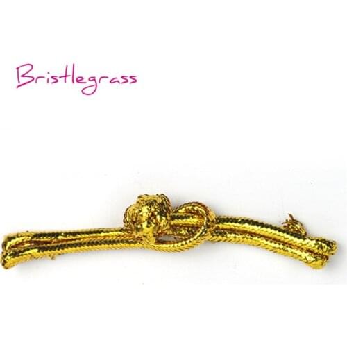 BRISTLEGRASS 5 Pair Handmade Gold Thread Chinese Knot Buttons Frogs Closure Ribbon Fasteners Cheongsam Costume Suit Sewing Craft