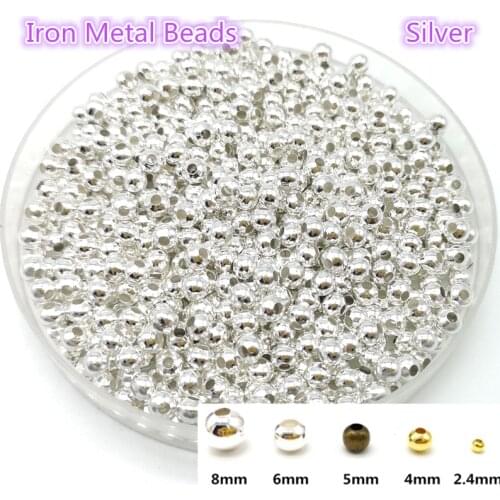 Five Sizes Silvery Iron Metal Beads Jewelry Findings Diy Beads Smooth Ball Spacer Beads For Jewelry Making Making