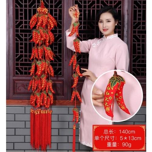 5PCS # home Company shop wedding Party gift festive mascot good luck Mascot Money Drawing propitious Red pepper hanging ornament