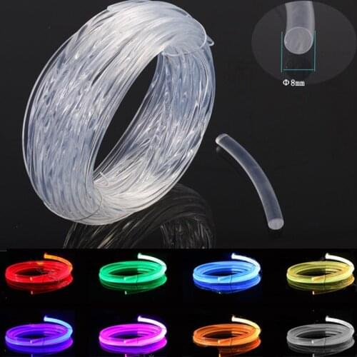 8.0mm Transparent Side Glow Optical Fiber Super Bright Plastic Optical fiber FDDI for Car Lighting Keyboard Headphone Cable