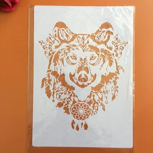 A4 29 * 21cm Wolf DIY Stencils Wall Painting Scrapbook Coloring Embossing Album Decorative Paper Card Template,wall plastic