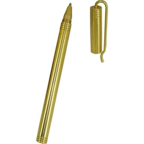 ACMECN Solid Brass Heavy Pen 47g Copper EDC Pocket Pen 0.5mm Gel ink Signature Pen with Clip Metal Stationery Gifts Camping Tool