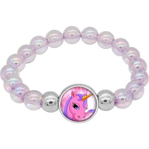 Unicorn Beads Bracelets 18mm Snap Button Jewelry Dome Cabochon Flamingos Charms Trendy Bracelets Girls Jewelry Gift