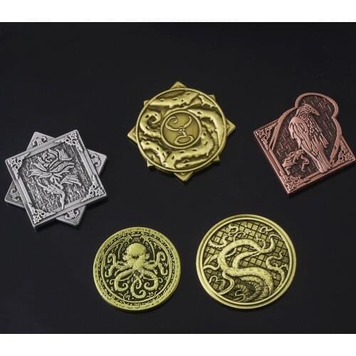 Cthulhu Mythos Necronomicon Coin Keychain Horror Story Demon Hunter Metal Coin Prop Accessories Collection Jewelry