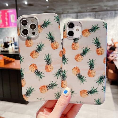 Pineapple cases for iphone 12 11 pro max phone case Iphone11 7 8 Plus 12 Mini 11Pro Xs Xr half-wrapped silicone protective cover