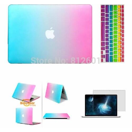 3 in 1 Rainbow Matt Case cover+ silicone K Screen Protectoreyboard Cover+ For Apple Mac Book Pro 11 12 13 15 without logo