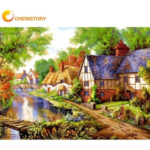 CHENISTORY 60x75cm Frame DIY Painting By Numbers For Adults Countryside Landscape Acrylic Handpainted Picture By Numbers Gift