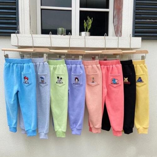 Disney Princess Mickey Eeyore Pooh Anime Kids Pants Cartoon Children Clothing Casual Warm Winter