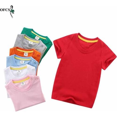 Unisex 18M-10T New Summer Cotton T shirt Solid Color Short Sleeves Boys T-shirt Girls Tees Kids Children Casual O-Neck Clothing