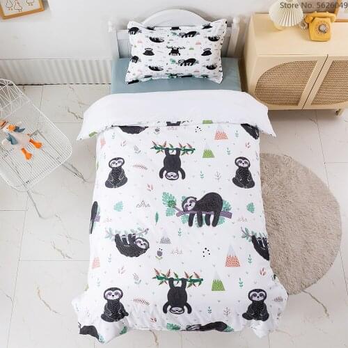 Funny Cartoon Cute Sloth Bedding Set Animal Duvet Cover Set Nordic Bed Set Queen Size Kids Crib White Quilt Cover Bedroom Decor